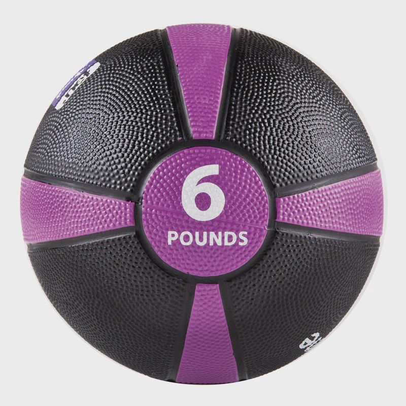 Rubber Medicine Ball with Training Manual - 6lb Purple/Black