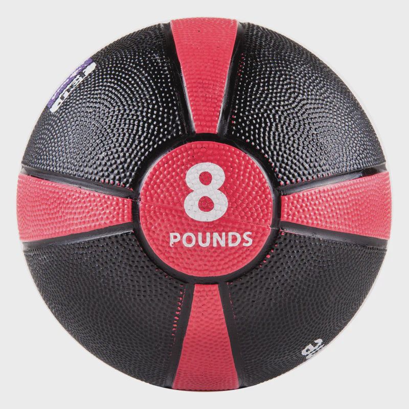 Rubber Medicine Ball with Training Manual - 8lb Red/Black