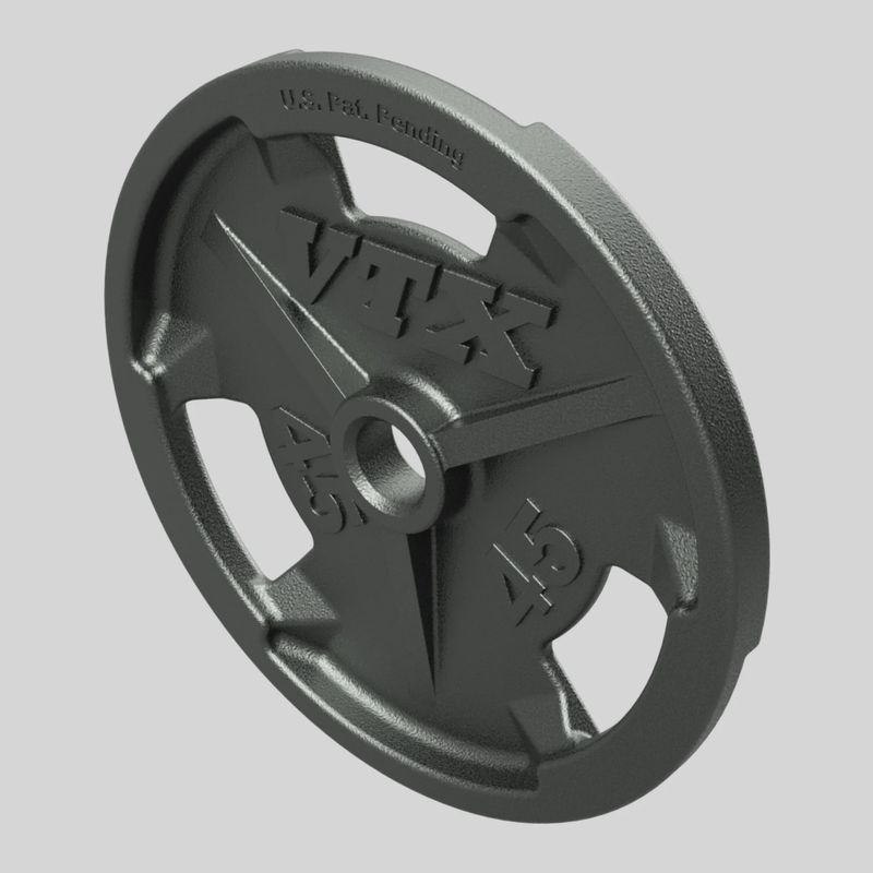 Troy/VTX Olympic "Wide Flange" 3 Hole grip VTX Plate for  Olympic Bars, Gray finish