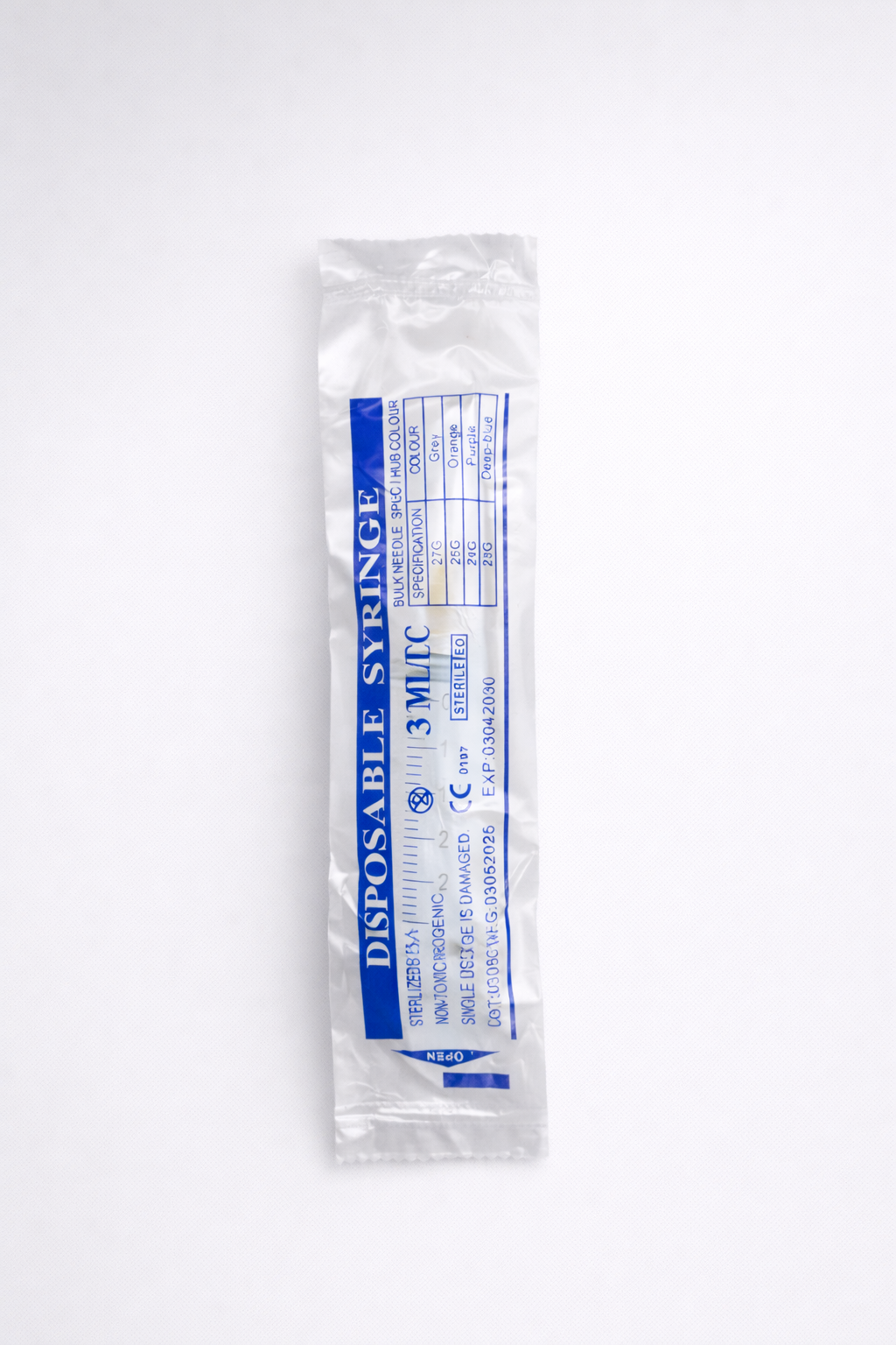 3 mL Sterile Syringe - (25G × 1/2