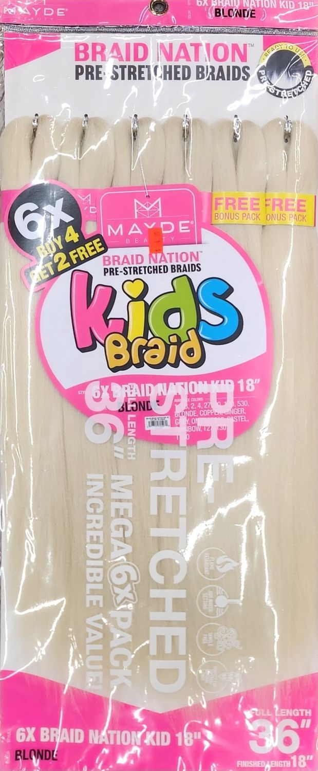 6× braid nation kid 18" blonde color
