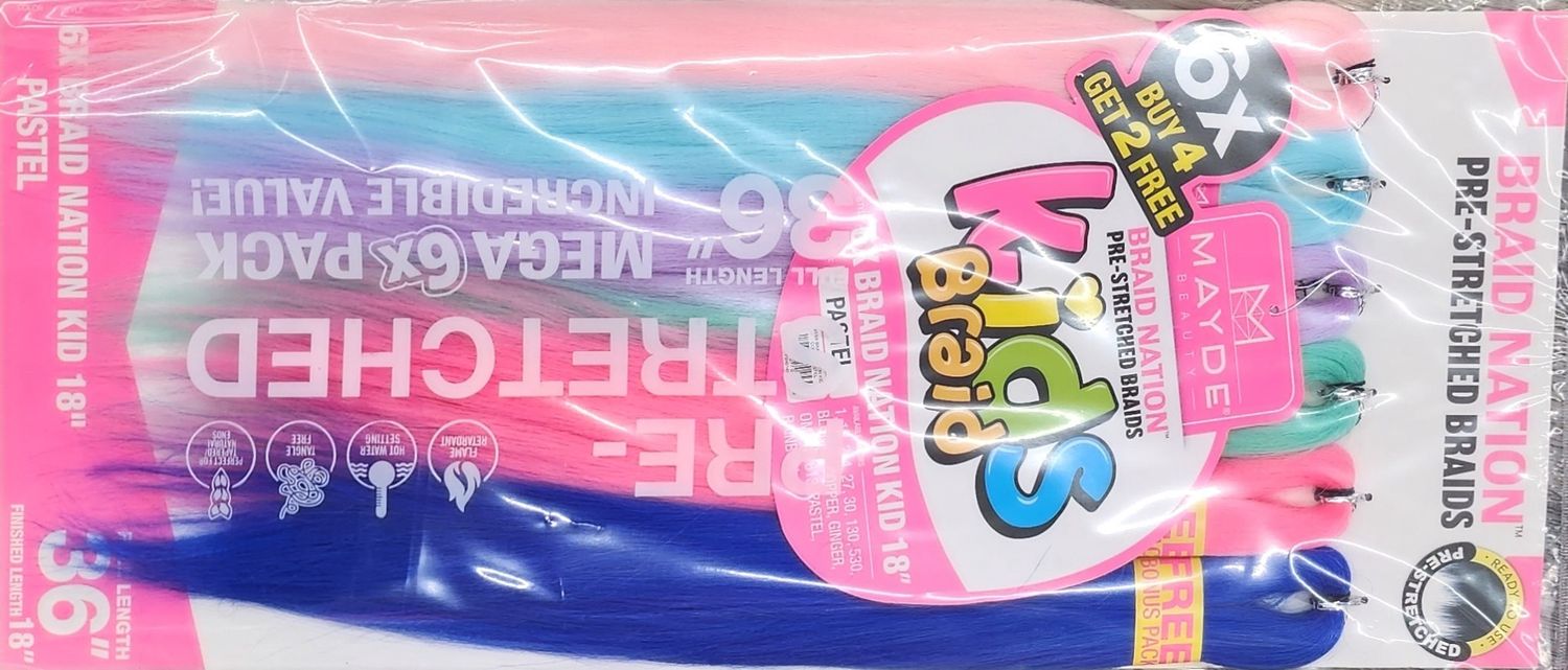 6× braid nation kid 18" PASTEL COLOR