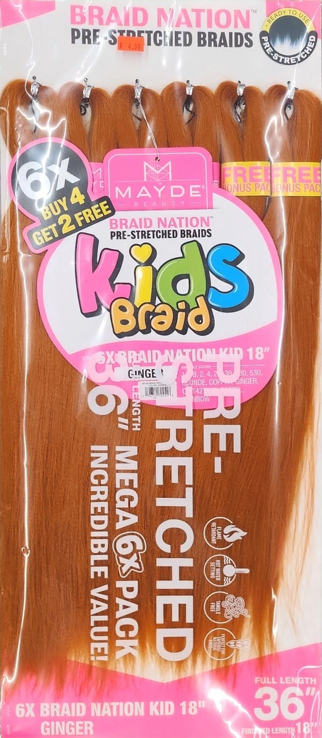 6× braid nation kid 18" GINGER COLOR