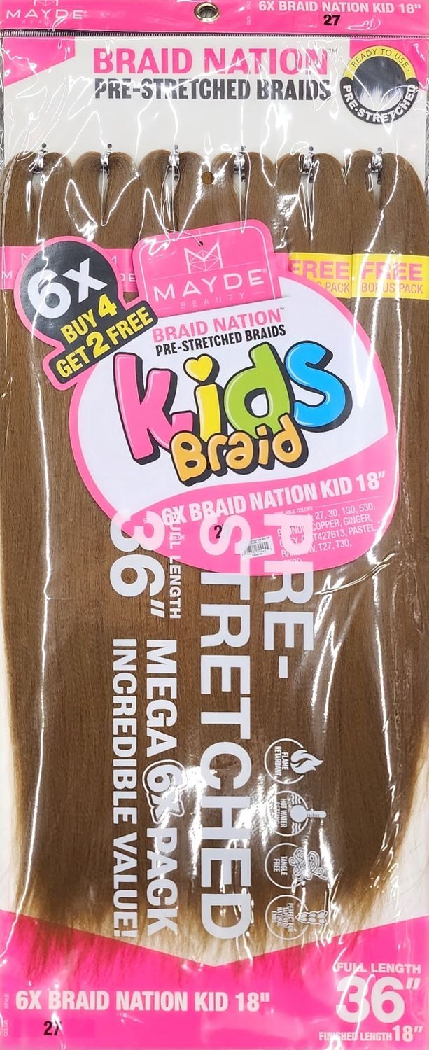 6× braid nation kid 18" color 27
