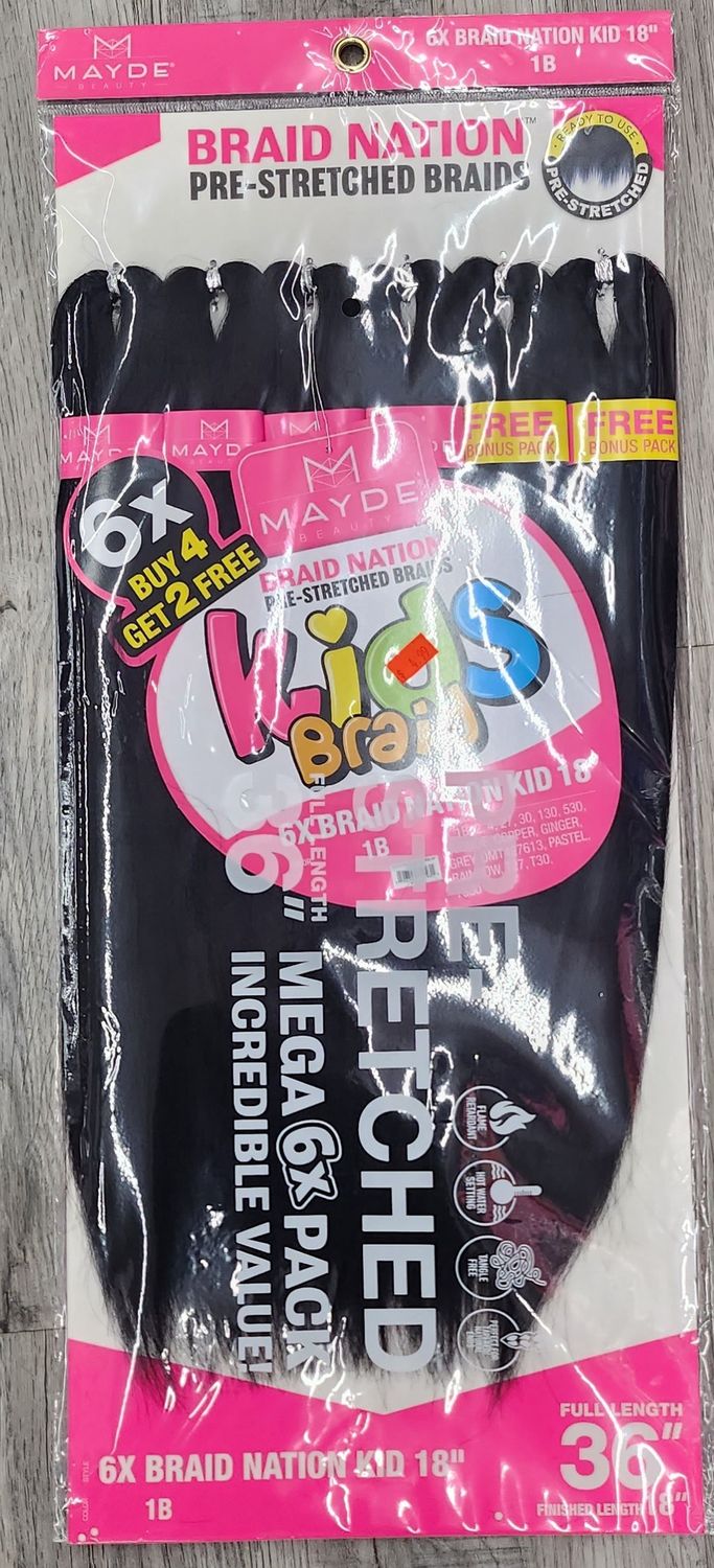 6× braid nation kid 18" color 1B