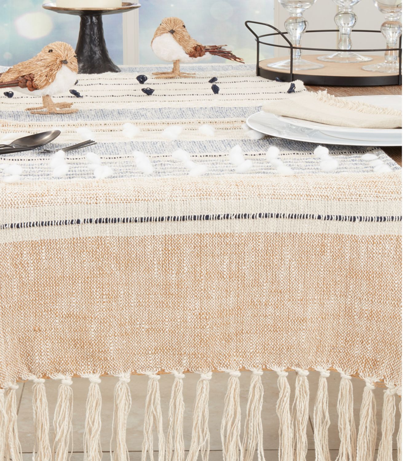 Camino de mesa de rayas texturizadas de elegancia natural