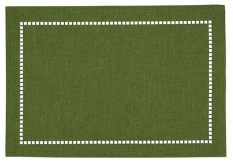 Set individuales verde olivo calados