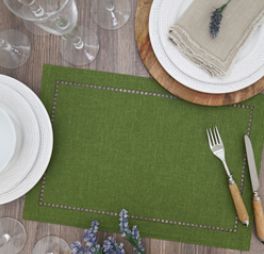 Set 4 individuales verde olivo calados