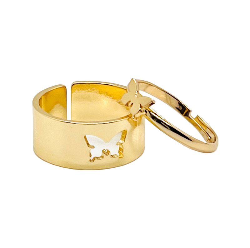 Gold Butterfly Ring Set