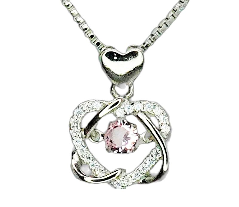 Pink Copper Heart Necklace