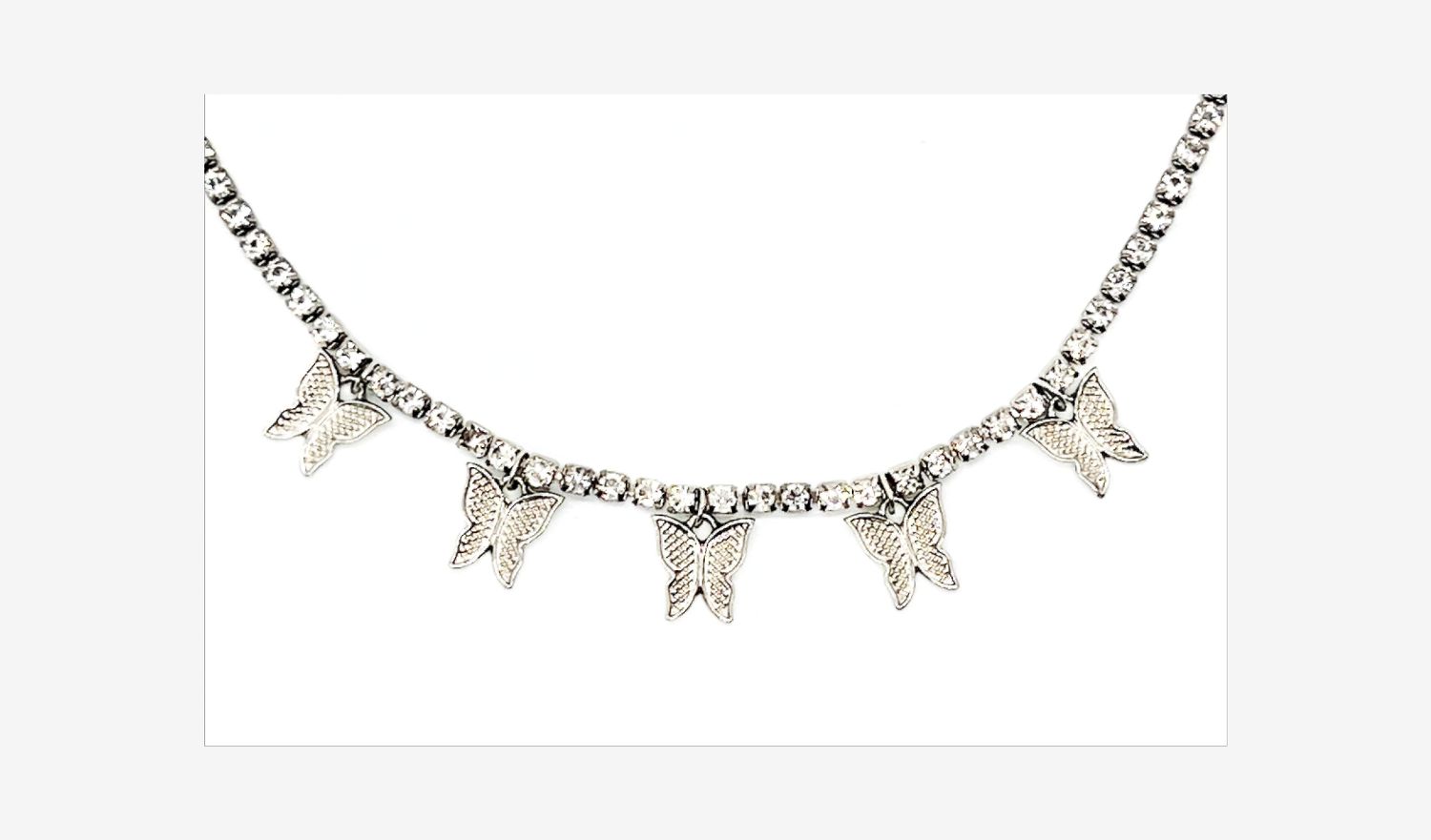 Rhinestone Butterfly Chain Necklace