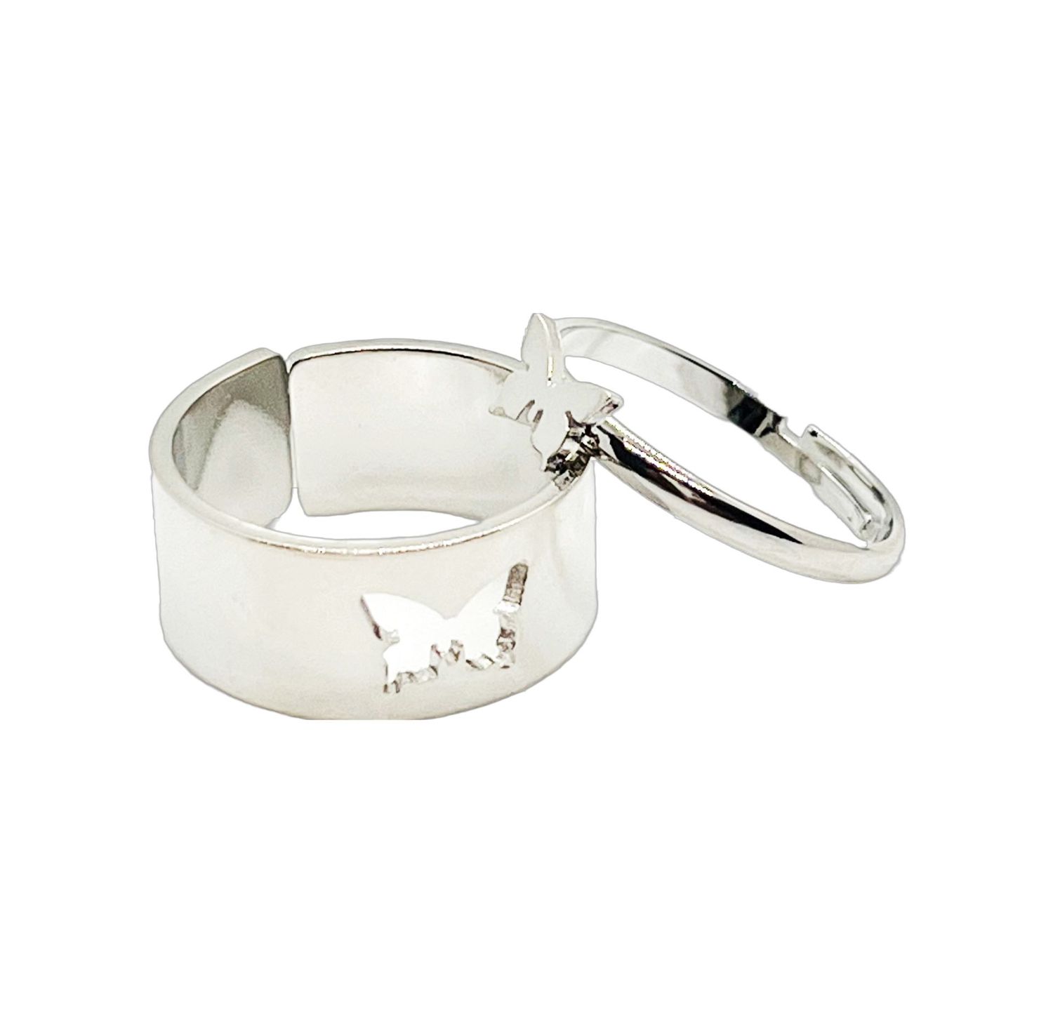 Silver Butterfly Ring Set