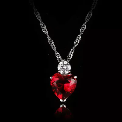 Red Heart Zirconia Necklace