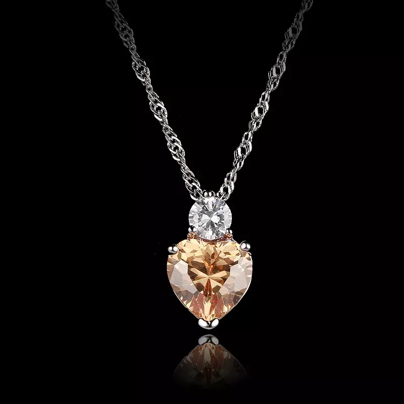 Champagne Heart Zirconia Necklace