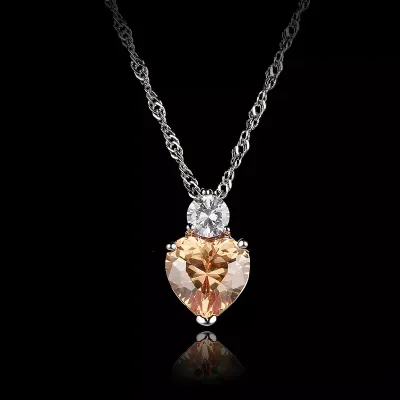Champagne Heart Zirconia Necklace