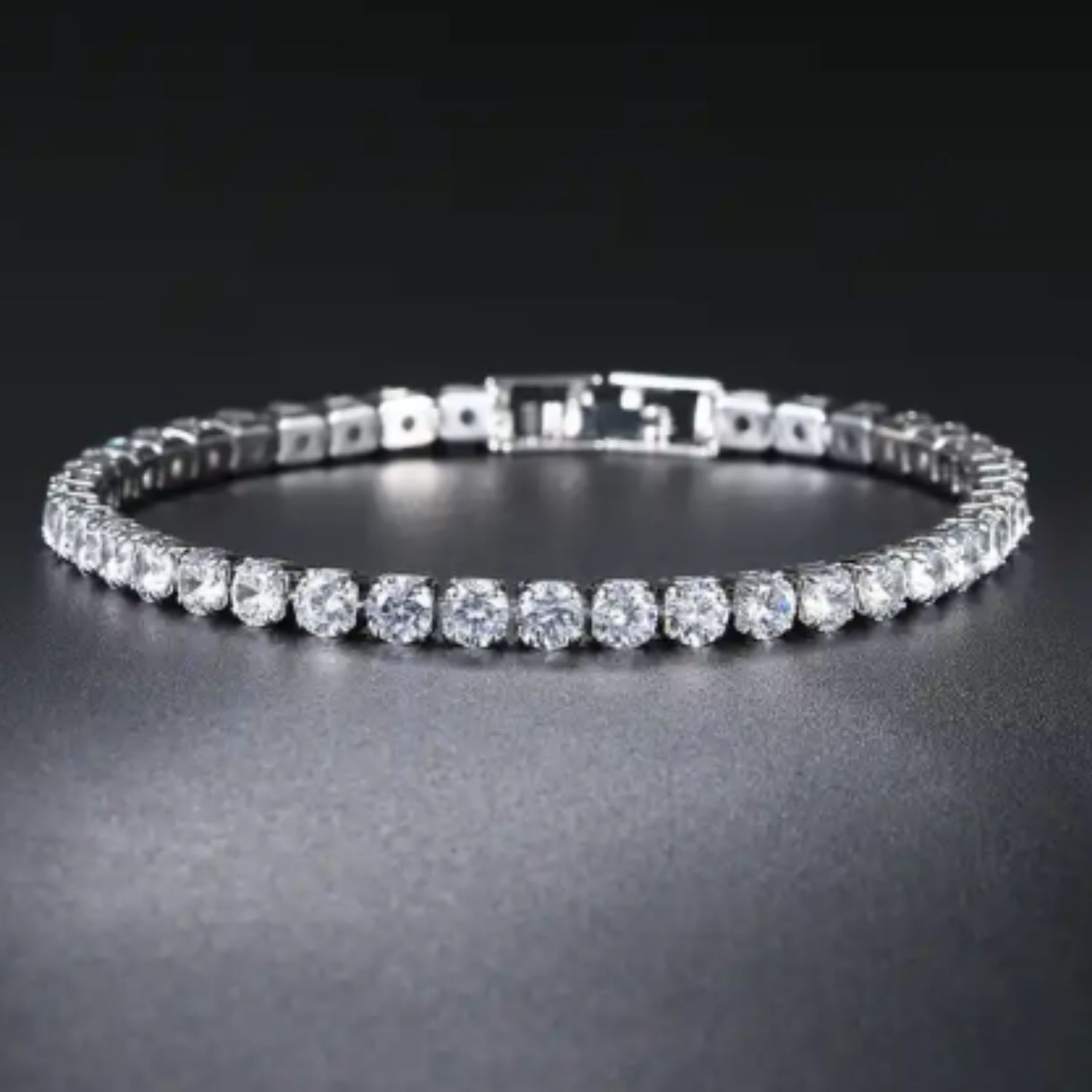 Silver Rhinestone Tennis Bracelet