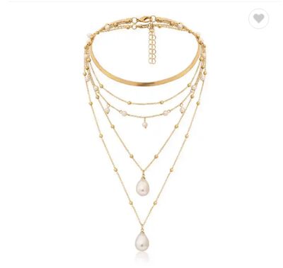 Pearl Drop Stacked Necklace