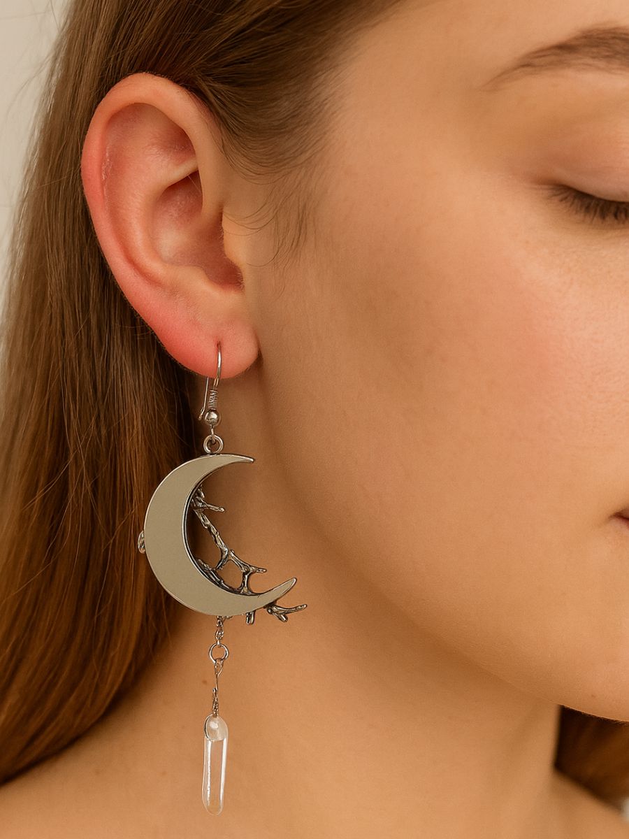 Moon and Crystal Earrings