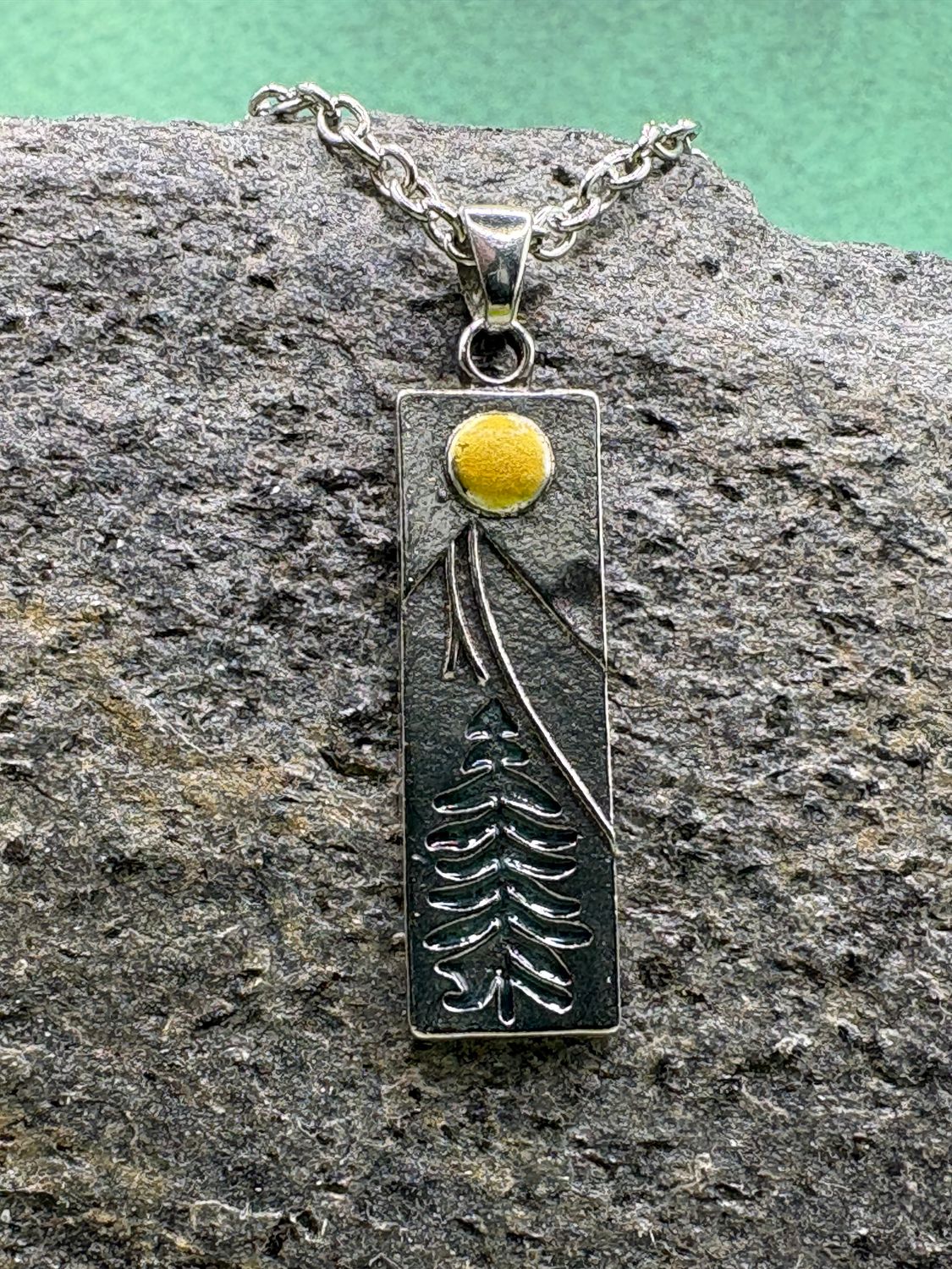 Moon-over-mountains/trees Necklace
