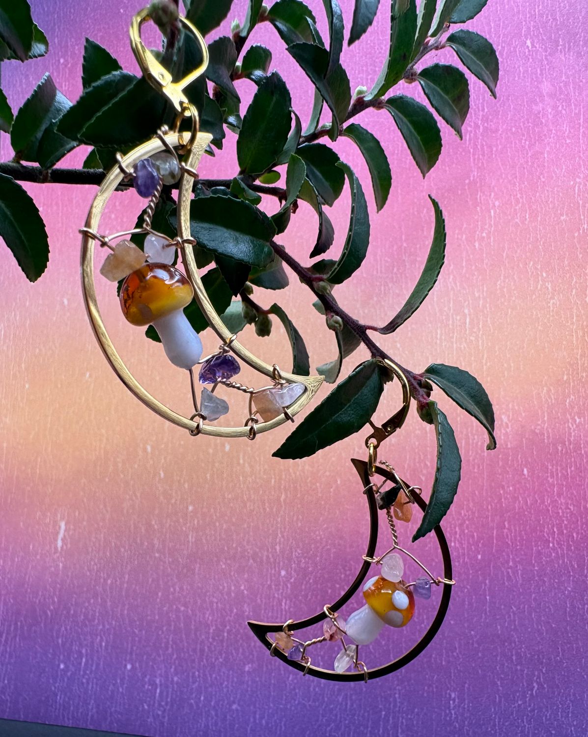 Mushroom Moon Earrings