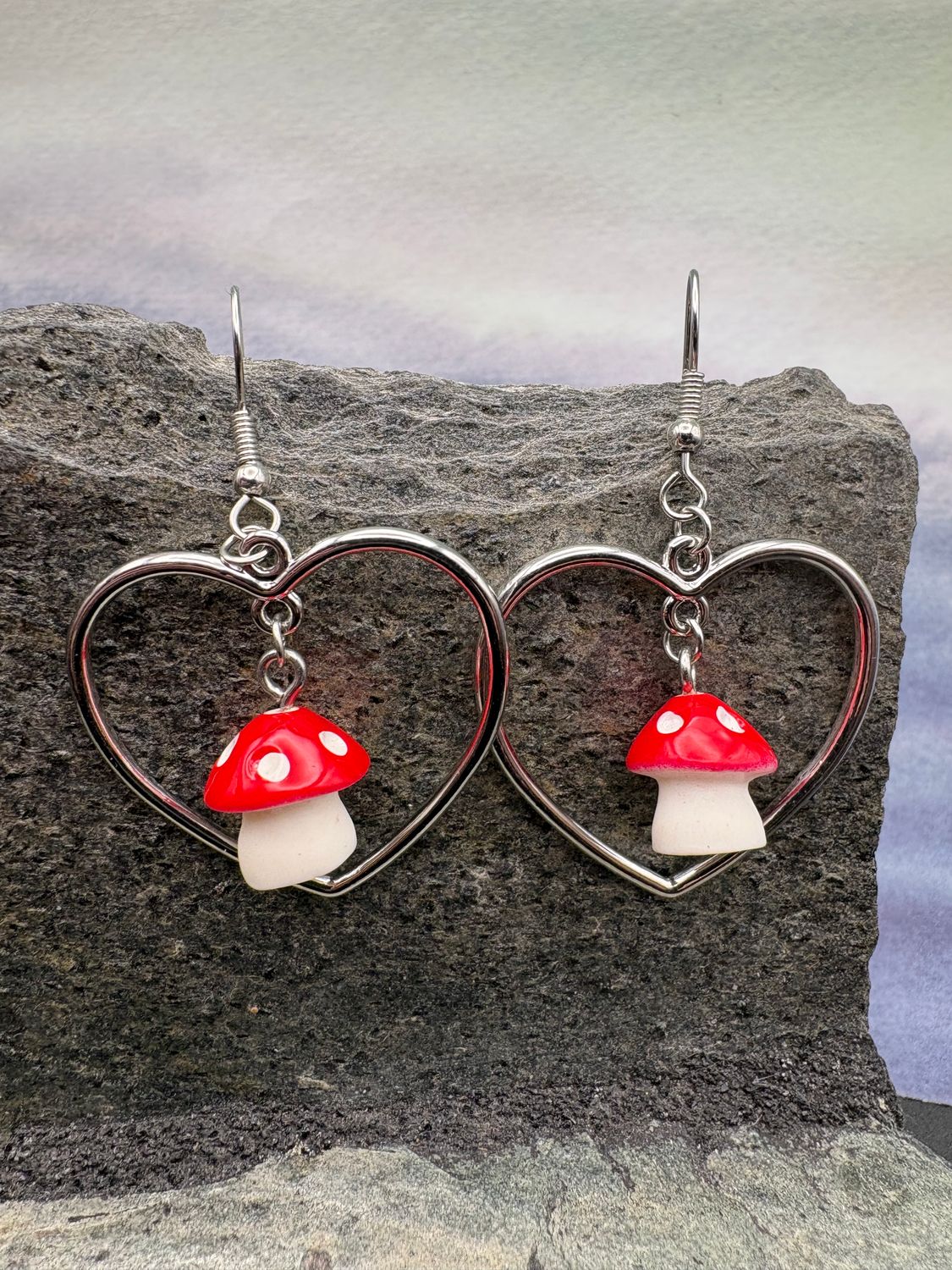 Mushroom-Heart Earrings