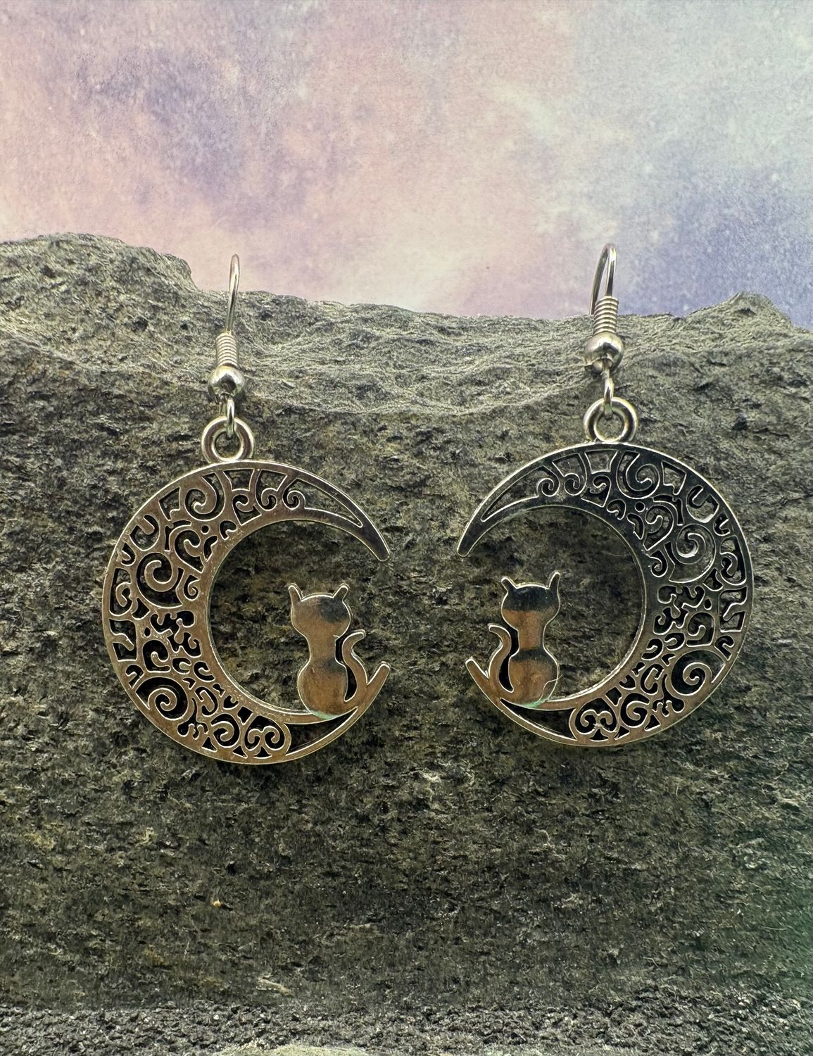 Cat and Moon Earrings/Necklace