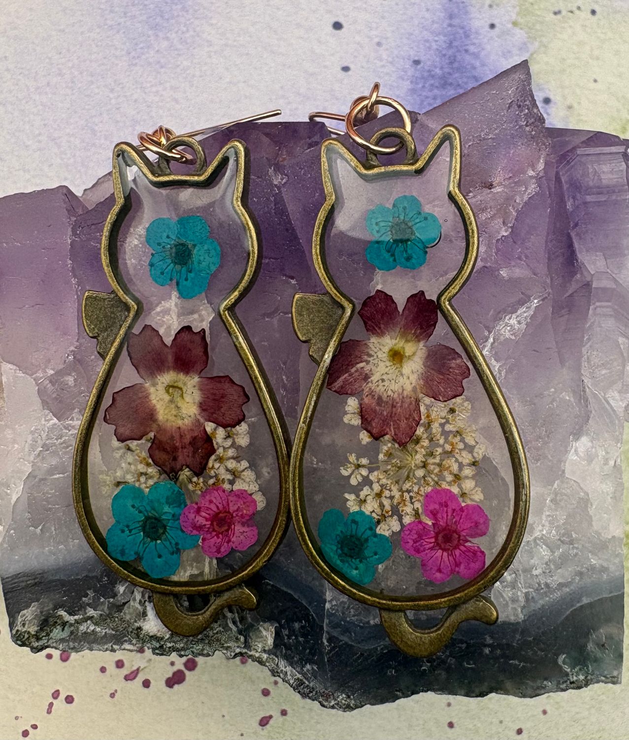 Flower Cat Earrings