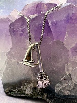 Witch Hat/Broom Necklace