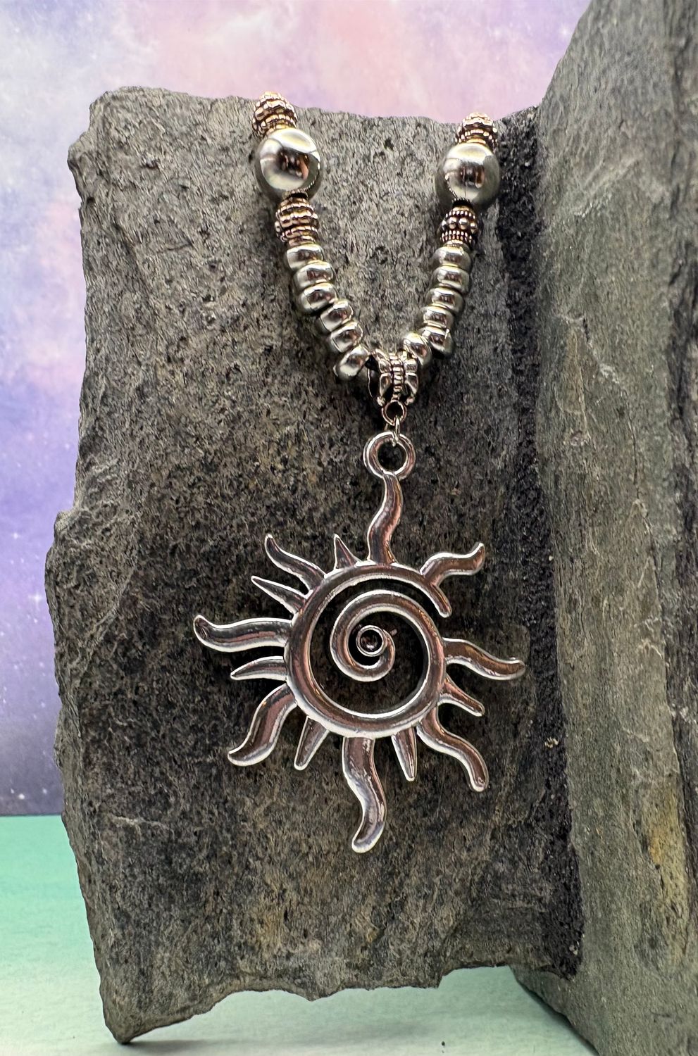 Large Whimsical Sun Necklace