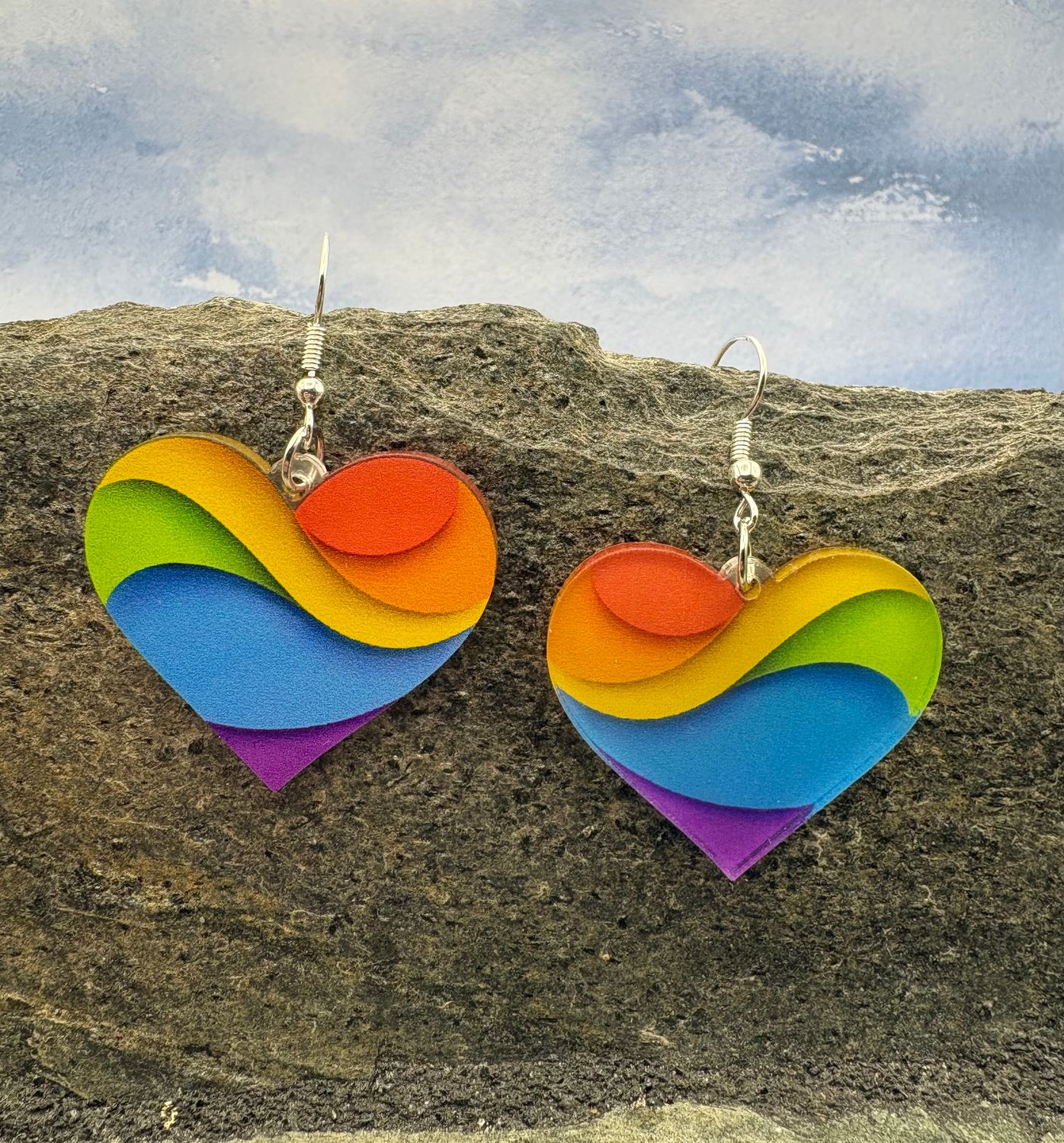 Heart Earrings (Chakra colours)