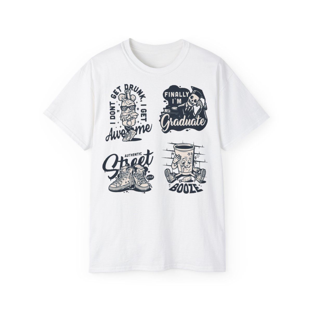 Graduation Collage T-Shirt | Finally I&#39;m Graduate, Party Shoes, Booze