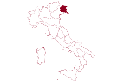Karte von Italien mit hervorgehobener Region Friaul  - vor weißen Hintergrund