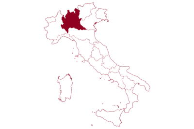 Karte von Italien mit hervorgehobener Region Lombardei - vor weißen Hintergrund