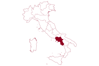 Karte von Italien mit hervorgehobener Region Kampanien - vor weißen Hintergrund