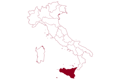 Karte von Italien mit hervorgehobener Region Sizilien - vor weißen Hintergrund