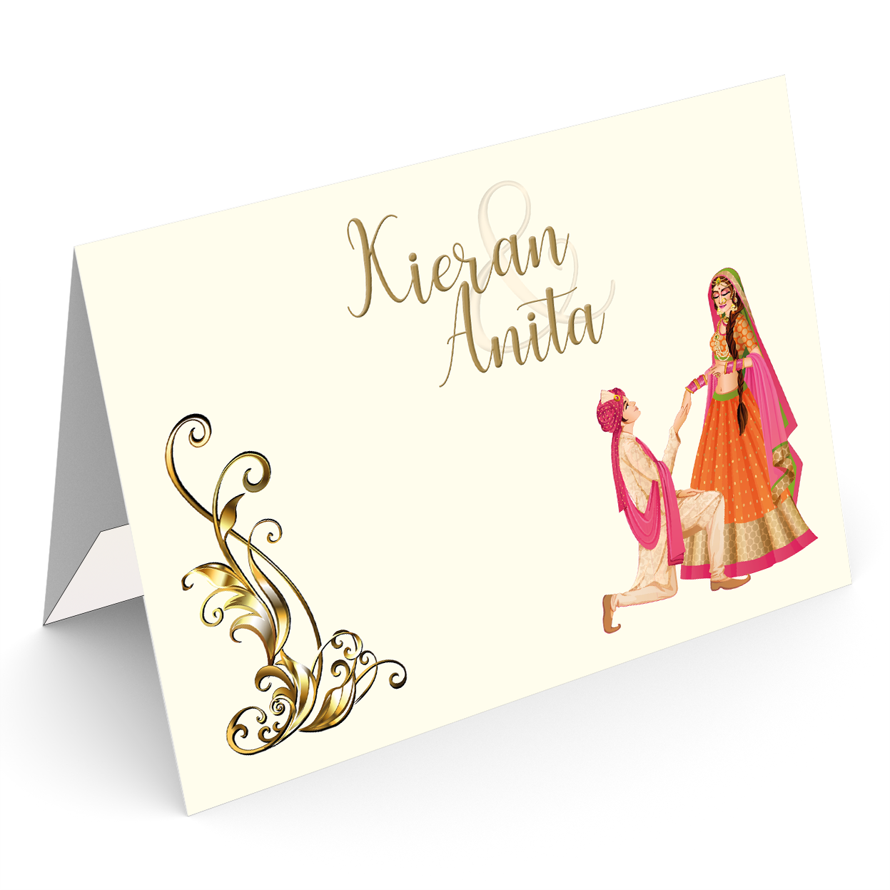 7018-24 Cream with Groom proposing and a Corner Motif