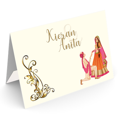 7018-24 Cream with Groom proposing and a Corner Motif