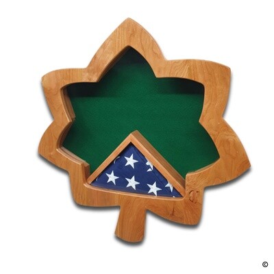 Officer Oak Leaf Rank Insignia Shadow Box - Cherry Hardwood Officer Oak Leaf Rank Insignia Shadow Box - Cherry Hardwood