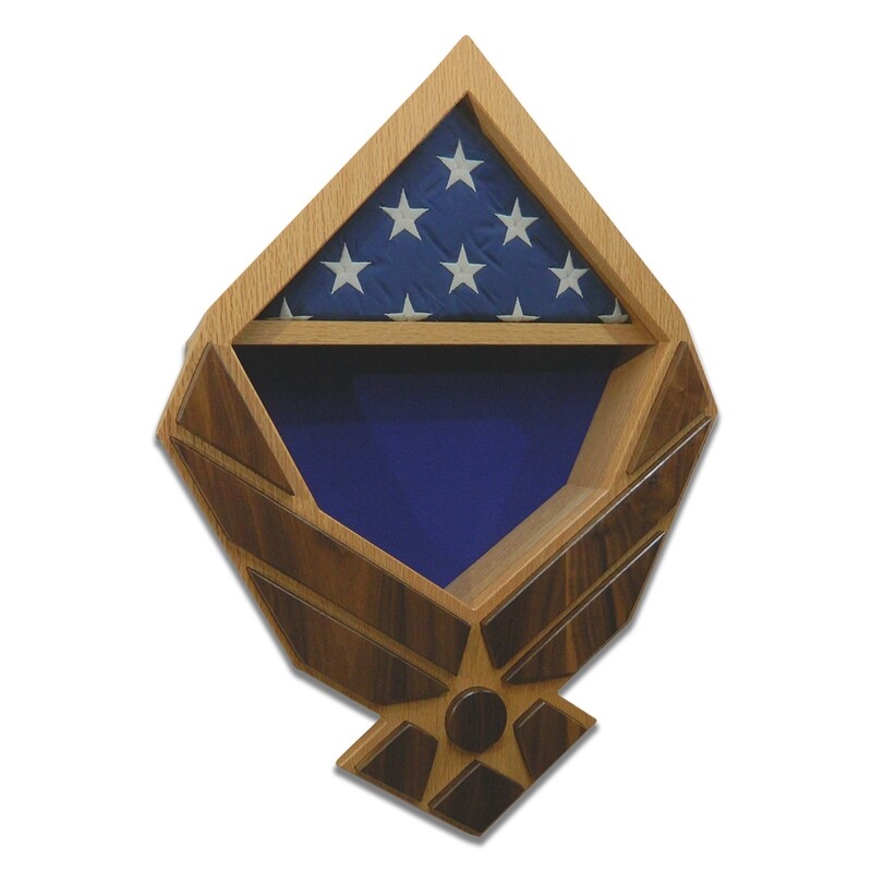US Air Force Wings Retirement Shadow Box (Oak Case with Walnut Wings)