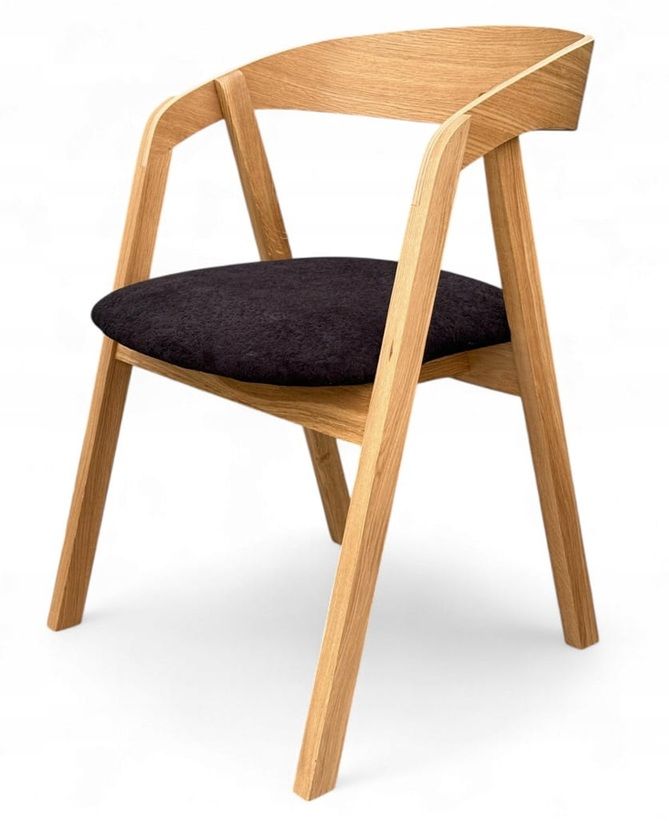 Krzesło dębowe sztaplowane z siedziskiem tapicerowanym