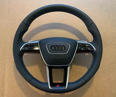 Audi A6 A7 A8 Q8 4K 4N 4M OEM S-line Steering Wheel with Paddles Black Logo