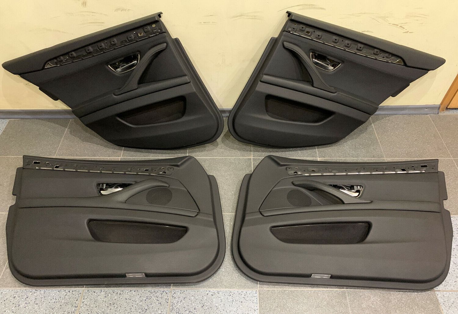 BMW 5 F11 OEM Front Rear Door Trim Panel SET Black Half Leather with Lighting