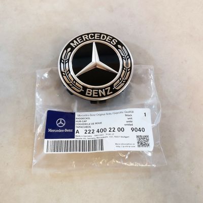 Genuine Mercedes Benz BLACK Alloy Wheel Hub Centre Cap 75mm A2224002200 9040