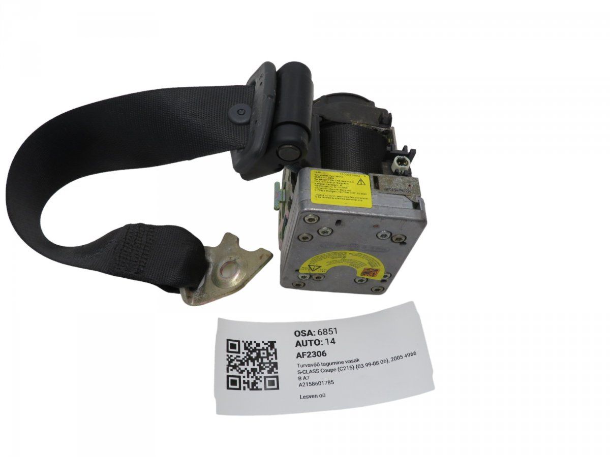 A21586017859C94 A2158601785 2158601785 Seat Belt Rear Left MERCEDES-BENZ S-CLASS Coupe (C215) (1999-2006)