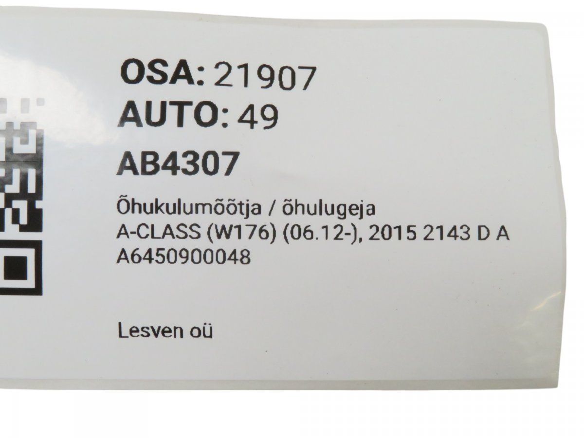 A6450900048 A6519051200 Mass Air-Flow Sensor MERCEDES-BENZ A-CLASS (W176) (2012-2018)