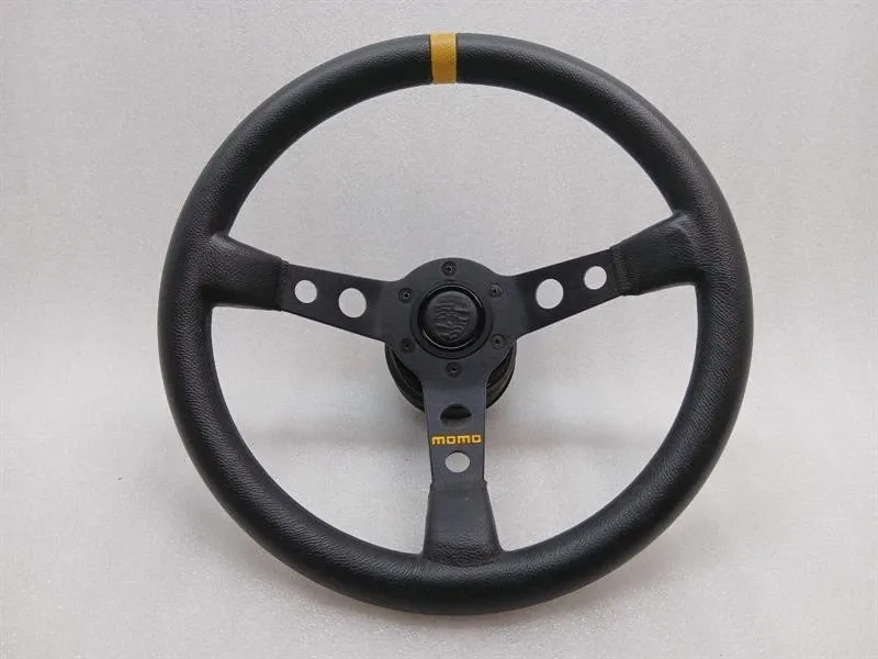 Porsche 911 Carrera 1984-1989 Steering Wheel MOMO Steering Wheel LEATHER LOGO CREST