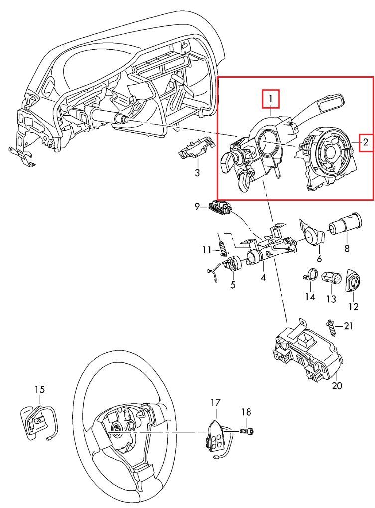 5K0953569AL 5K0953502R Indicator/wiper/slip ring switch (stalk) SEAT ALHAMBRA II (7N) (2010-2020) — Europe Delivery