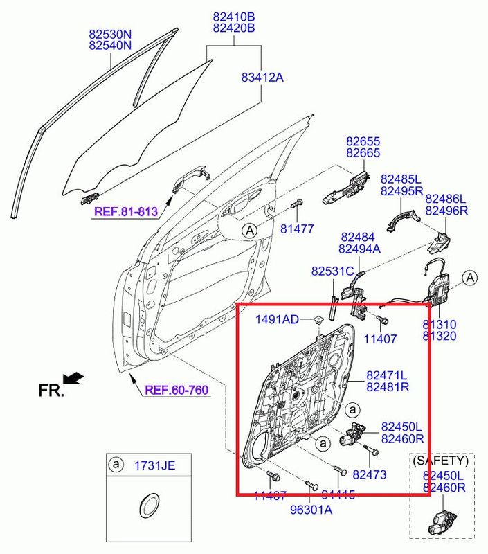 Window Regulator Compl. front right KIA SPORTAGE IV (QL) (2015-2021) — Europe Delivery