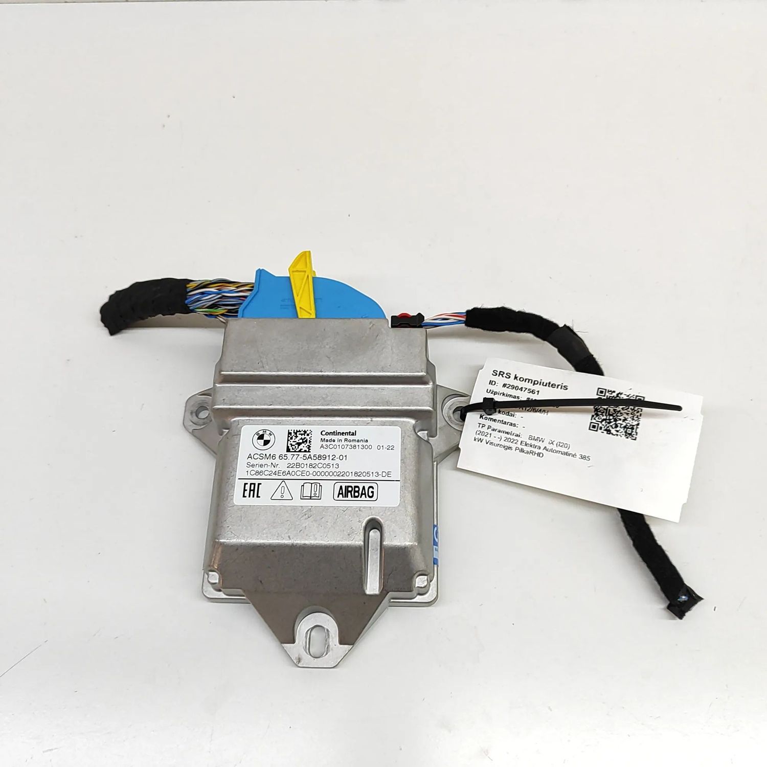 A3C0107381300, 5A58912 Srs sterownik BMW IX (I20) (2021-...) — Dostawa w Europie