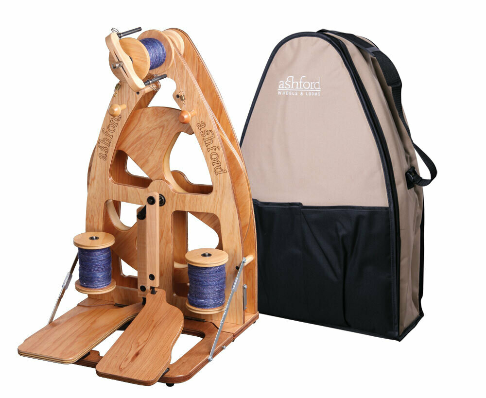 Ashford Joy Double Treadle Spinning Wheel with Carry Bag